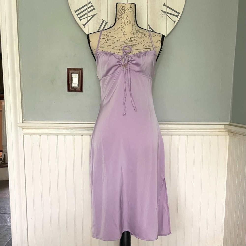Kendall & Kylie Lavender Satin Midi Dress Size S